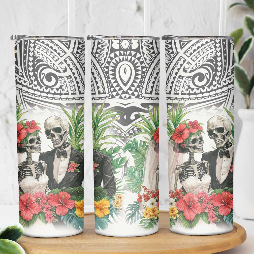 Skeleton Love for Valentine’s Day Skinny Tumbler Polynesian Tribal Love Forever