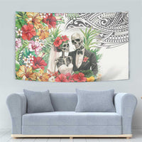 Skeleton Love for Valentine’s Day Tapestry Polynesian Tribal Love Forever