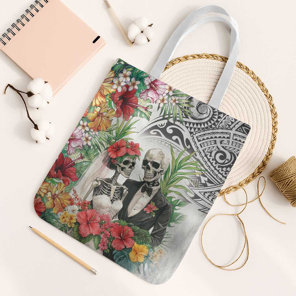 Skeleton Love for Valentine’s Day Tote Bag Polynesian Tribal Love Forever - Polynesian Pride
