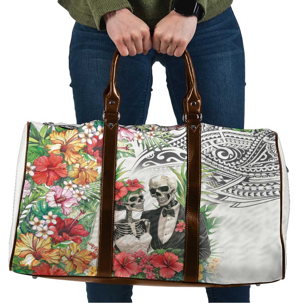 Skeleton Love for Valentines Day Travel Bag Polynesian Tribal Love Forever LT9 White - Polynesian Pride
