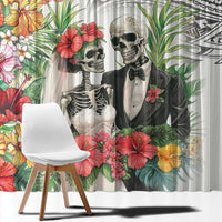 Skeleton Love for Valentine’s Day Window Curtain Polynesian Tribal Love Forever