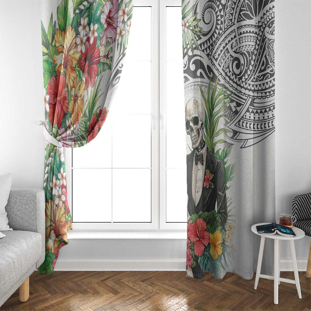 Skeleton Love for Valentine’s Day Window Curtain Polynesian Tribal Love Forever