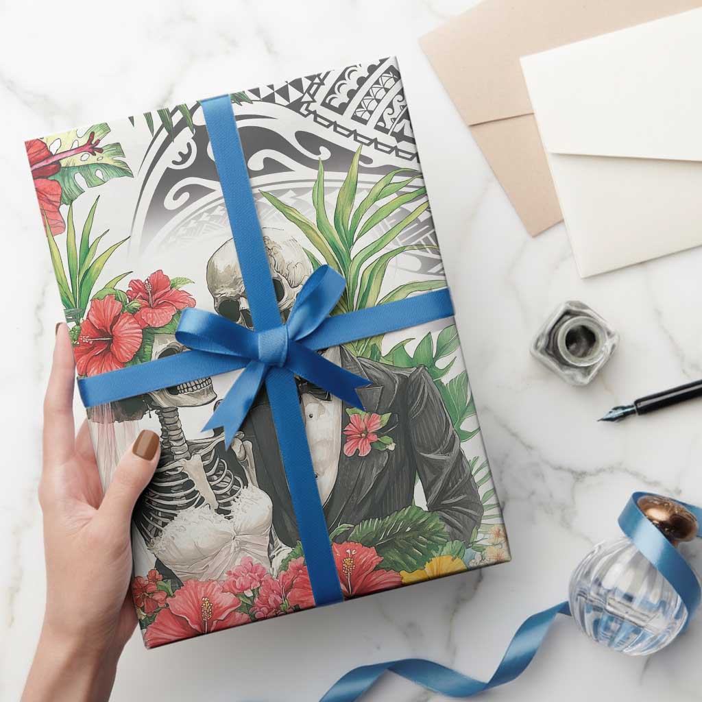 Skeleton Love for Valentine’s Day Wrapping Paper Polynesian Tribal Love Forever - Polynesian Pride