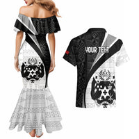 Personalised Tonga Emancipation Day Couples Matching Mermaid Dress and Hawaiian Shirt Since 1970 Ngatu Tribal Pattern