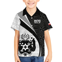 Personalised Tonga Emancipation Day Family Matching Off Shoulder Maxi Dress and Hawaiian Shirt Since 1970 Ngatu Tribal Pattern LT9 Son's Shirt Black - Polynesian Pride