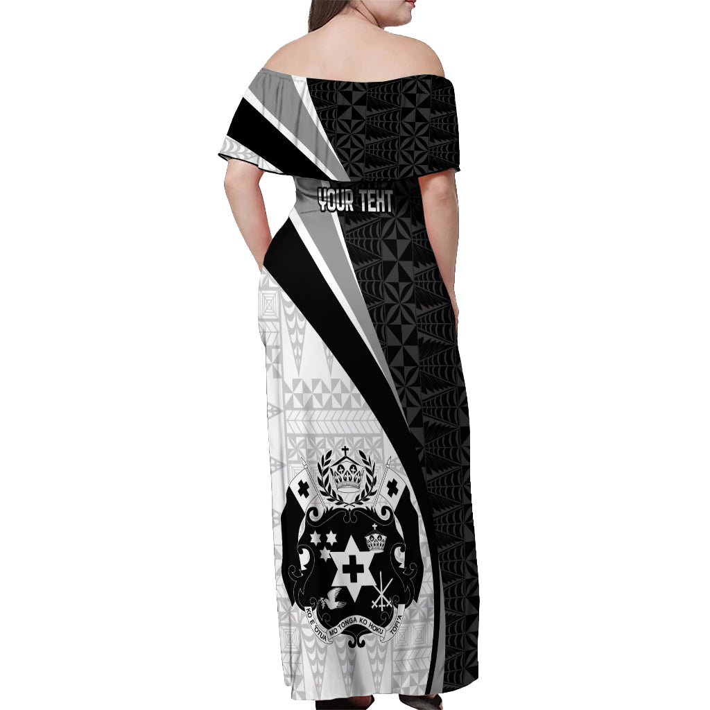 Personalised Tonga Emancipation Day Off Shoulder Maxi Dress Since 1970 Ngatu Tribal Pattern LT9 - Polynesian Pride