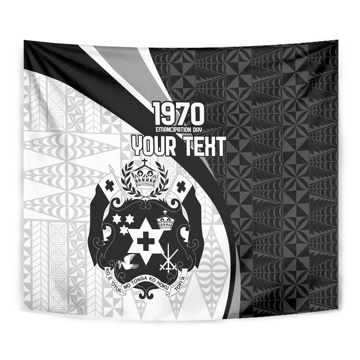 Personalised Tonga Emancipation Day Tapestry Since 1970 Ngatu Tribal Pattern