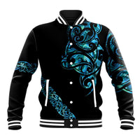 All Black Maori Tribal Tattoo Personalised Baseball Jacket Polynesian Style