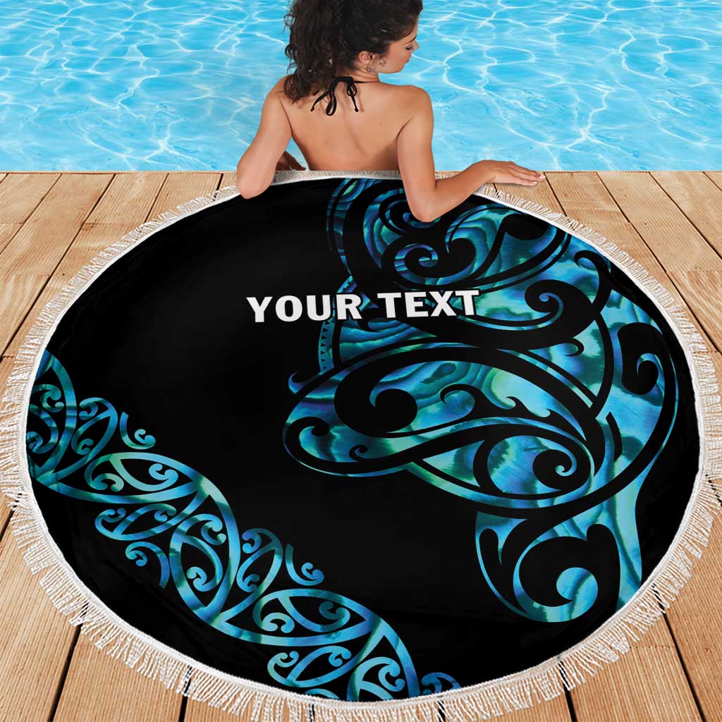 All Black Maori Tribal Tattoo Personalised Beach Blanket Polynesian Style