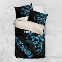 All Black Maori Tribal Tattoo Personalised Bedding Set Polynesian Style