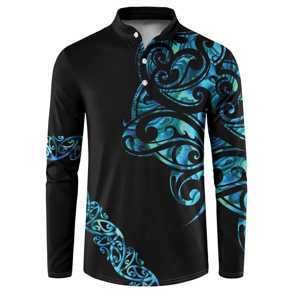 All Black Maori Tribal Tattoo Personalised Button Sweatshirt Polynesian Style