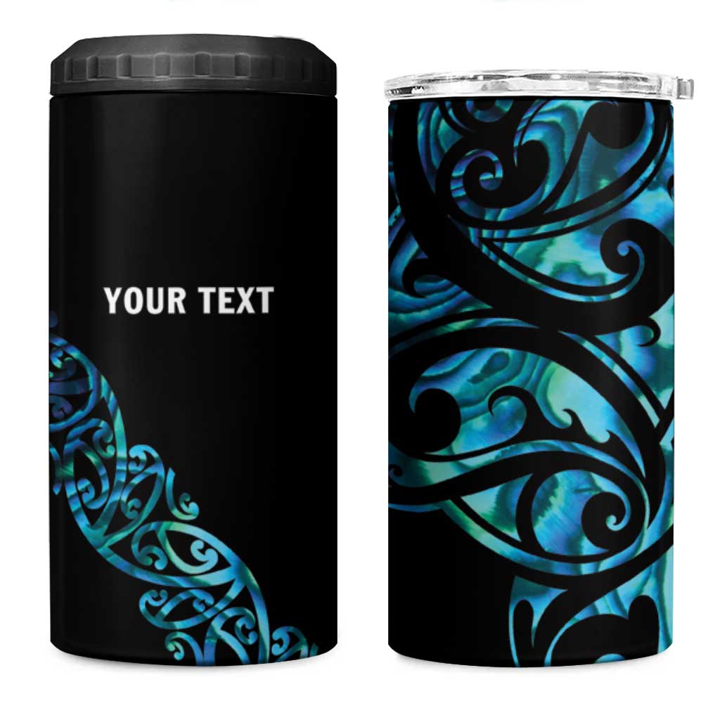 All Black Maori Tribal Tattoo Personalised 4 in 1 Can Cooler Tumbler Polynesian Style