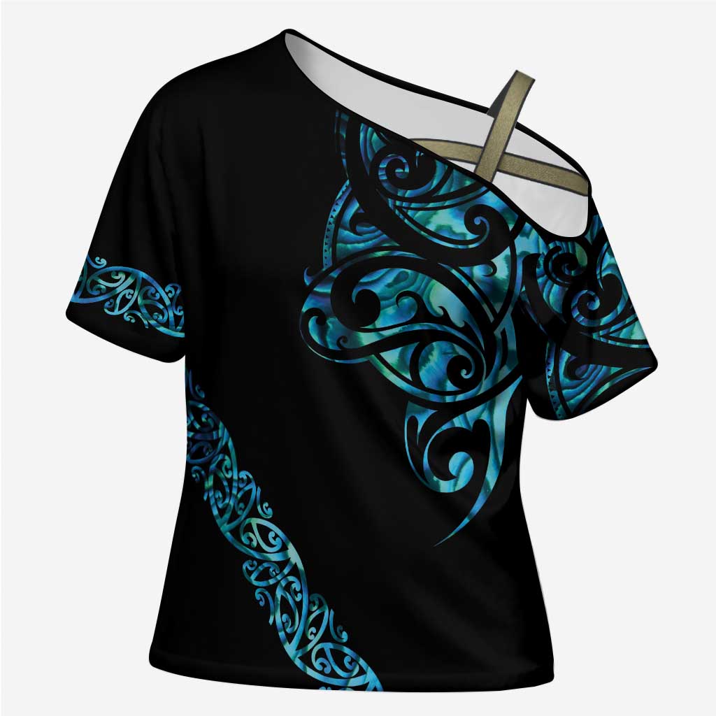 All Black Maori Tribal Tattoo Personalised Cross Shoulder Shirt Polynesian Style - Polynesian Pride
