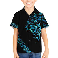 All Black Maori Tribal Tattoo Personalised Family Matching Off Shoulder Short Dress and Hawaiian Shirt Polynesian Style