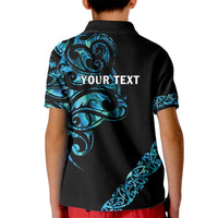 All Black Maori Tribal Tattoo Personalised Kid Polo Shirt Polynesian Style