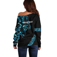 All Black Maori Tribal Tattoo Personalised Off Shoulder Sweater Polynesian Style