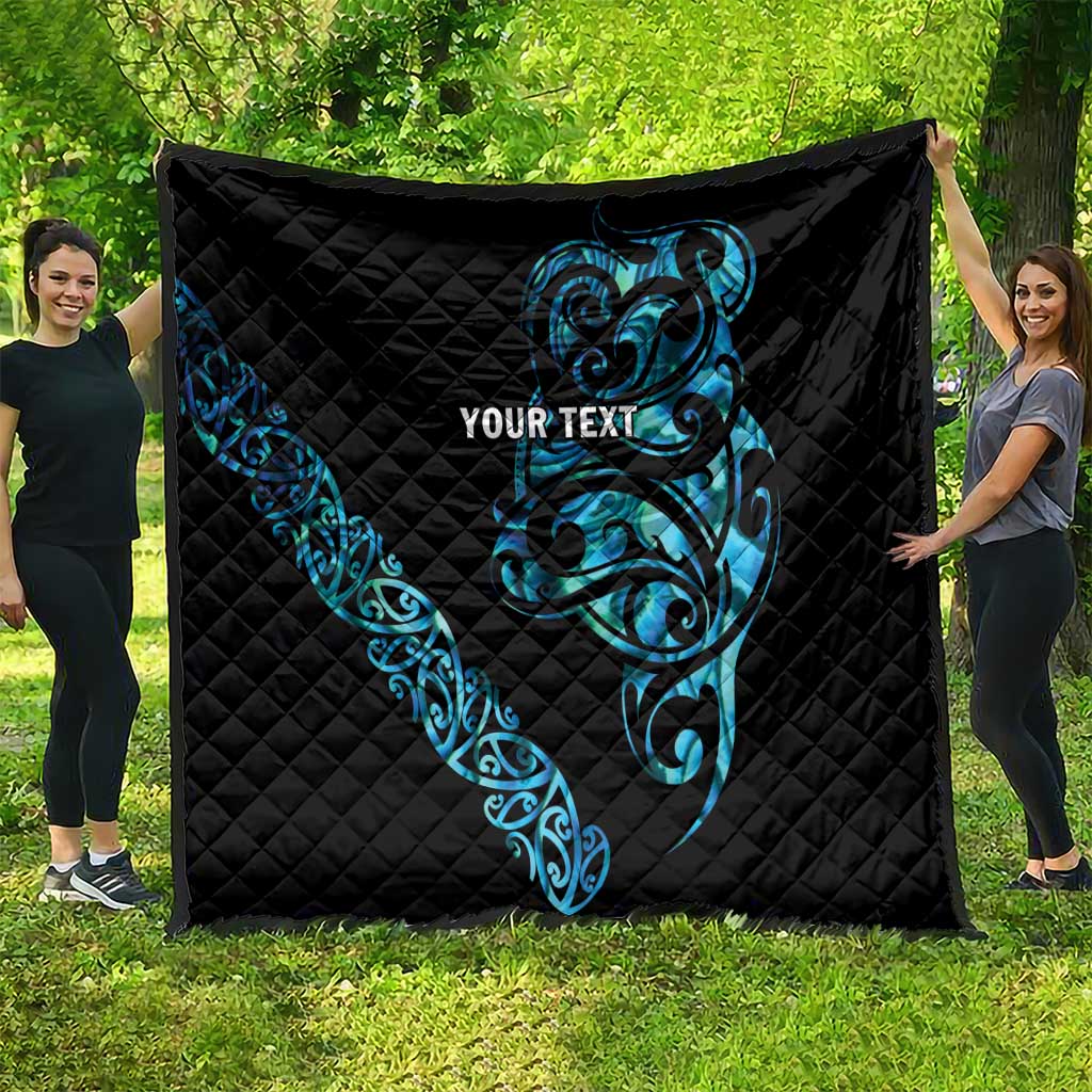 All Black Maori Tribal Tattoo Personalised Quilt Polynesian Style