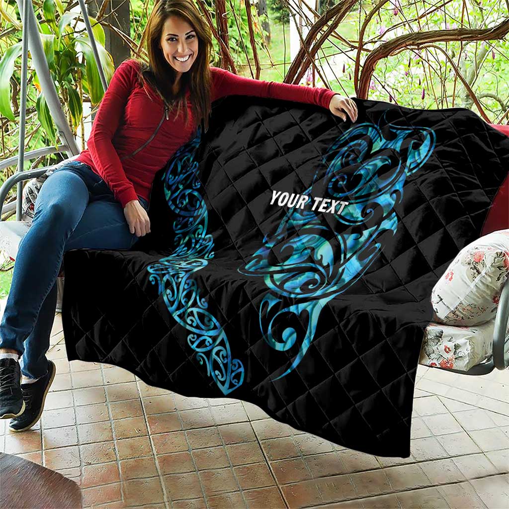 All Black Maori Tribal Tattoo Personalised Quilt Polynesian Style