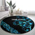 All Black Maori Tribal Tattoo Personalised Round Carpet Polynesian Style