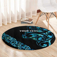 All Black Maori Tribal Tattoo Personalised Round Carpet Polynesian Style