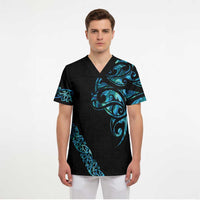 All Black Maori Tribal Tattoo Personalised Scrub Top Polynesian Style - Polynesian Pride