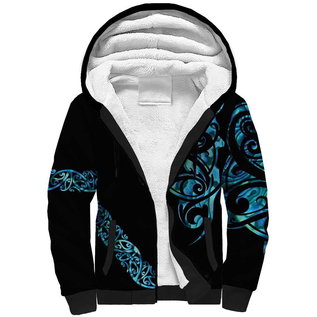 All Black Maori Tribal Tattoo Personalised Sherpa Hoodie Polynesian Style LT9 Unisex Black - Polynesian Pride