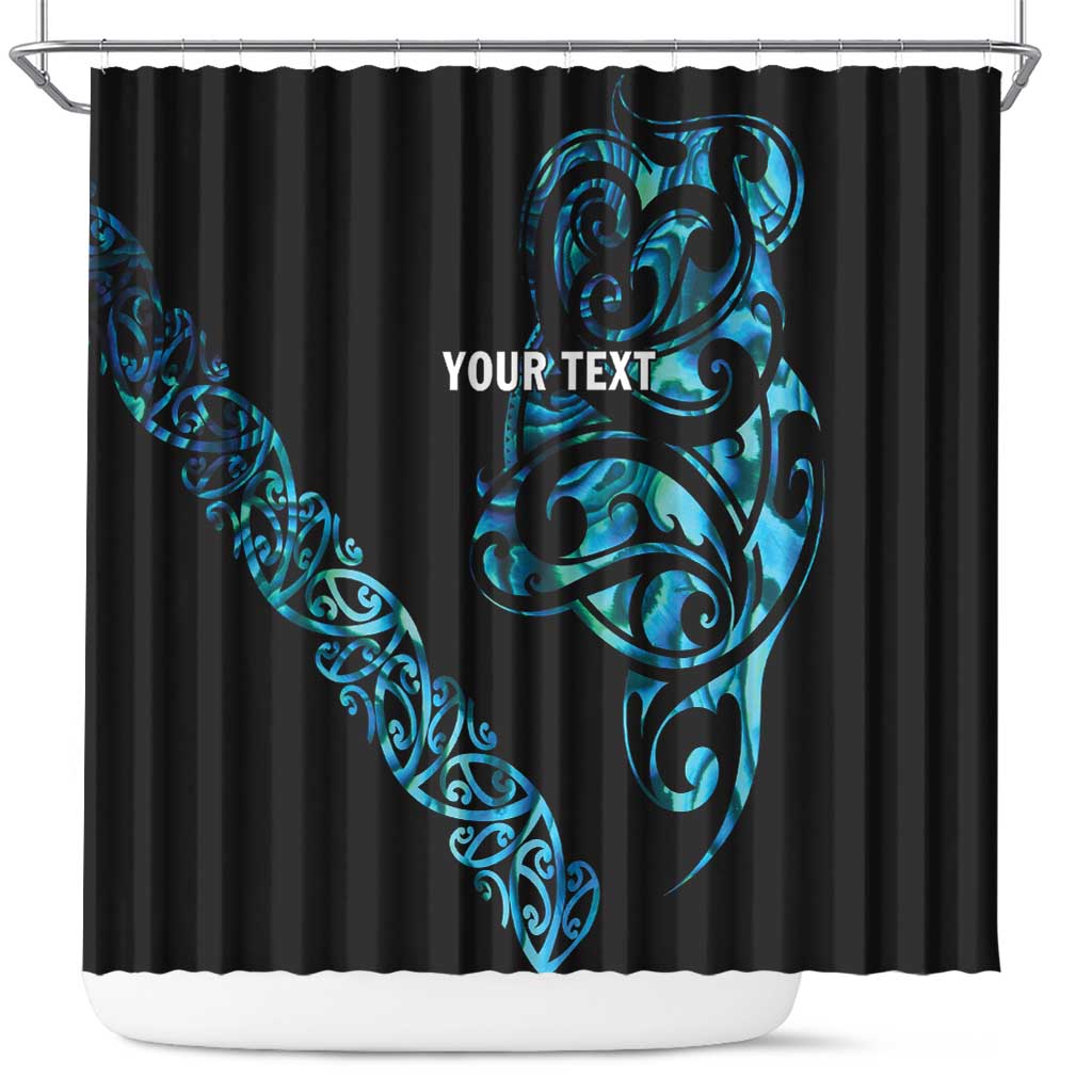 All Black Maori Tribal Tattoo Personalised Shower Curtain Polynesian Style