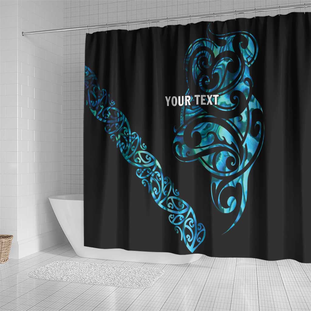 All Black Maori Tribal Tattoo Personalised Shower Curtain Polynesian Style