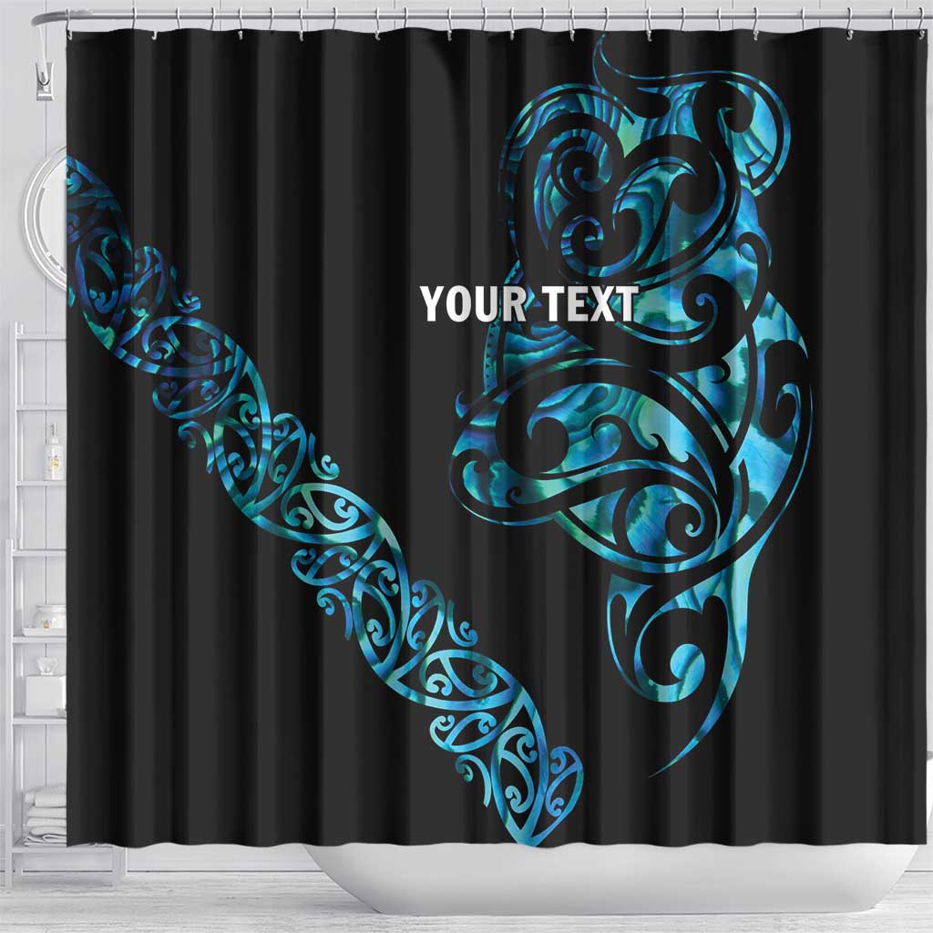 All Black Maori Tribal Tattoo Personalised Shower Curtain Polynesian Style