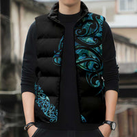 All Black Maori Tribal Tattoo Personalised Sleeveless Puffer Jacket Polynesian Style - Polynesian Pride