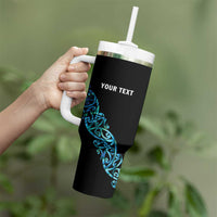 All Black Maori Tribal Tattoo Personalised Tumbler With Handle Polynesian Style