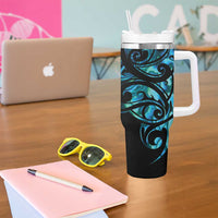 All Black Maori Tribal Tattoo Personalised Tumbler With Handle Polynesian Style