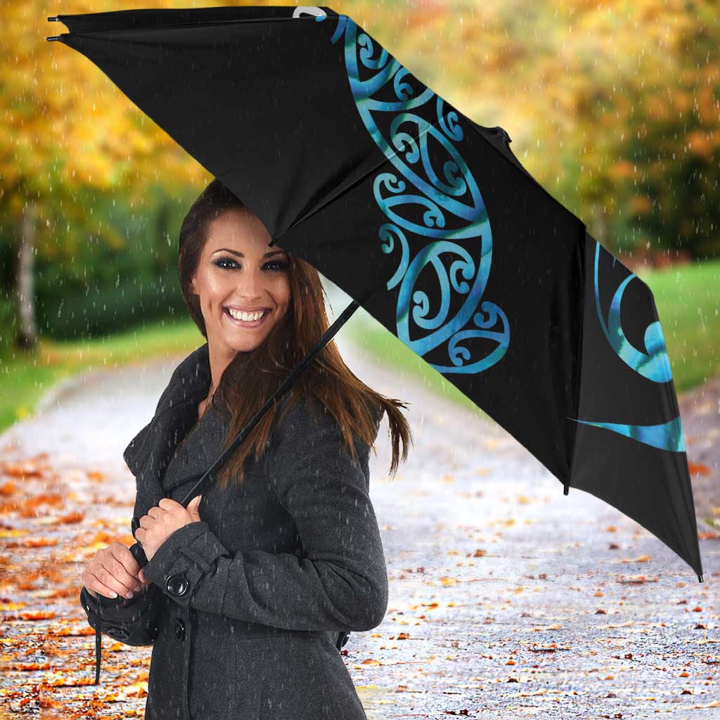 All Black Maori Tribal Tattoo Personalised Umbrella Polynesian Style - Polynesian Pride