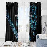 All Black Maori Tribal Tattoo Personalised Window Curtain Polynesian Style