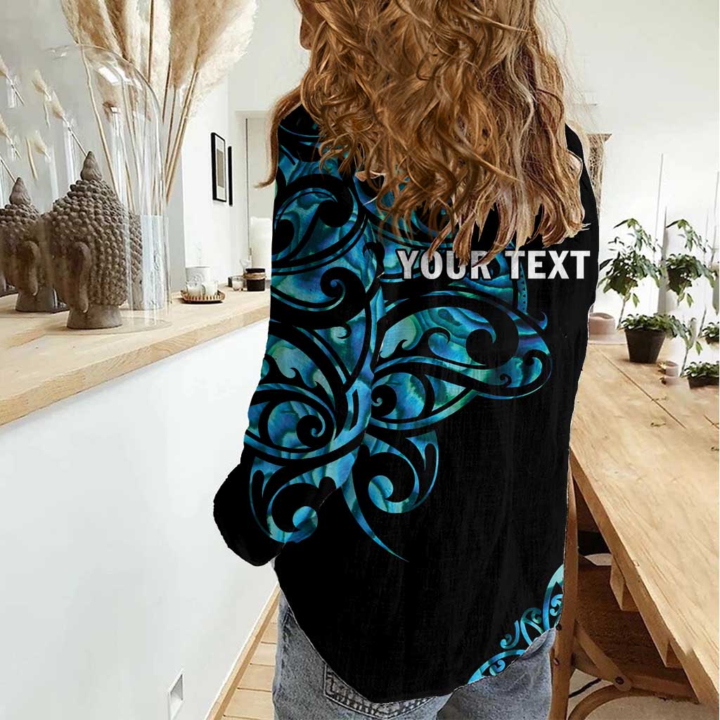All Black Maori Tribal Tattoo Personalised Women Casual Shirt Polynesian Style