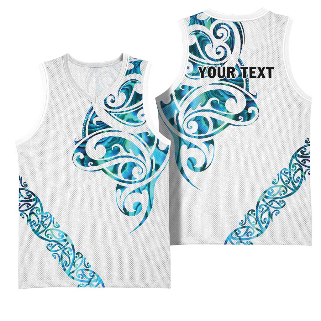 All White Maori Tribal Tattoo Personalised Basketball Jersey Polynesian Style - Polynesian Pride