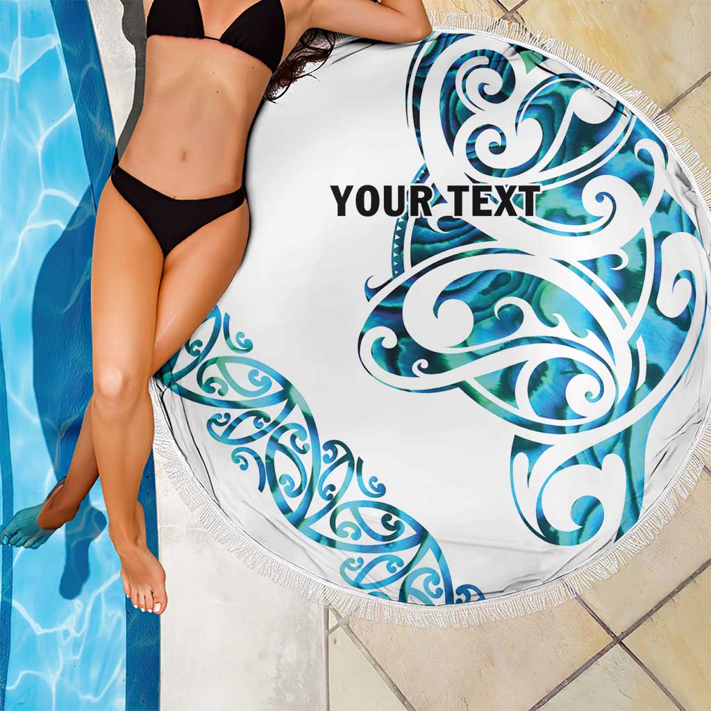 All White Maori Tribal Tattoo Personalised Beach Blanket Polynesian Style