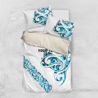 All White Maori Tribal Tattoo Personalised Bedding Set Polynesian Style