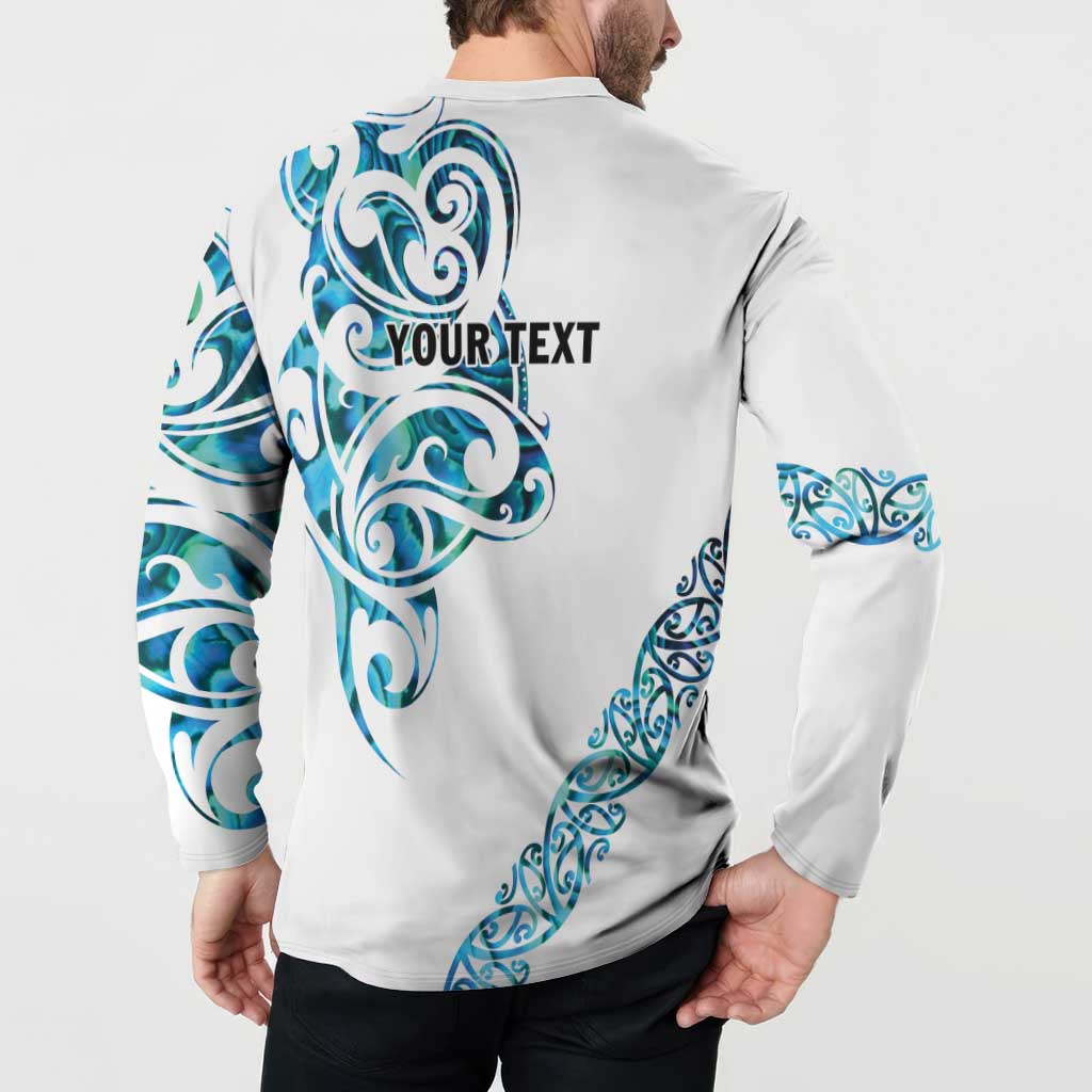 All White Maori Tribal Tattoo Personalised Button Sweatshirt Polynesian Style