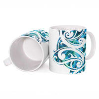 All White Maori Tribal Tattoo Personalised Ceramic Mug Polynesian Style - Polynesian Pride