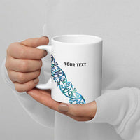 All White Maori Tribal Tattoo Personalised Ceramic Mug Polynesian Style - Polynesian Pride