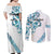 All White Maori Tribal Tattoo Personalised Couples Matching Off Shoulder Maxi Dress and Long Sleeve Button Shirt Polynesian Style