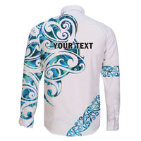 All White Maori Tribal Tattoo Personalised Family Matching Off The Shoulder Long Sleeve Dress and Hawaiian Shirt Polynesian Style