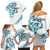 All White Maori Tribal Tattoo Personalised Family Matching Off Shoulder Short Dress and Hawaiian Shirt Polynesian Style
