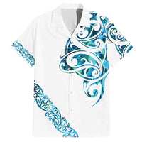 All White Maori Tribal Tattoo Personalised Family Matching Off Shoulder Short Dress and Hawaiian Shirt Polynesian Style LT9 Dad's Shirt - Short Sleeve White - Polynesian Pride