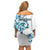 All White Maori Tribal Tattoo Personalised Family Matching Off Shoulder Short Dress and Hawaiian Shirt Polynesian Style