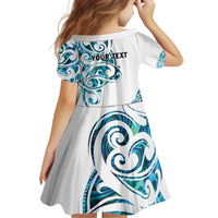 All White Maori Tribal Tattoo Personalised Family Matching Short Sleeve Bodycon Dress and Hawaiian Shirt Polynesian Style