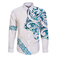 All White Maori Tribal Tattoo Personalised Family Matching Summer Maxi Dress and Hawaiian Shirt Polynesian Style LT9 Dad's Shirt - Long Sleeve White - Polynesian Pride