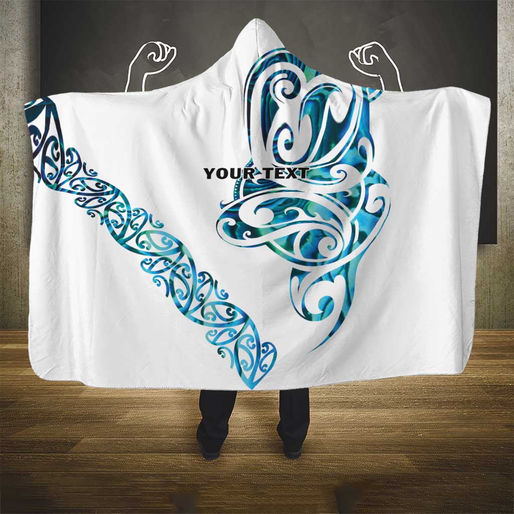 All White Maori Tribal Tattoo Personalised Hooded Blanket Polynesian Style