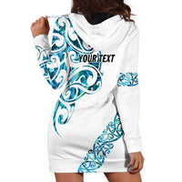 All White Maori Tribal Tattoo Personalised Hoodie Dress Polynesian Style LT9 - Polynesian Pride